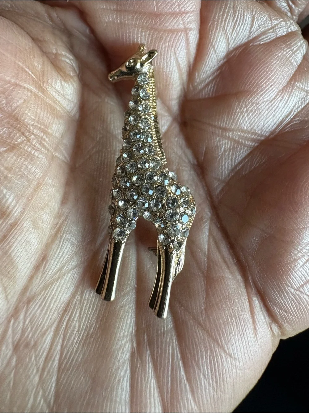 Gold-Tone Crystal Giraffe Brooch - Sparkling Accent Pin